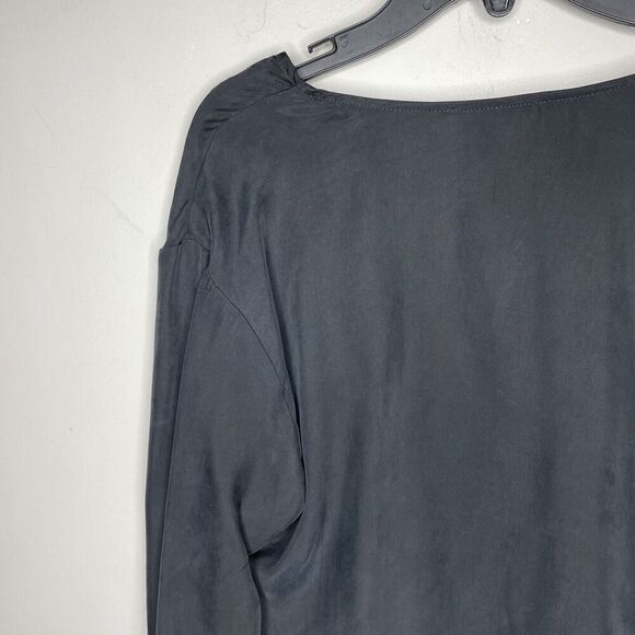 MADEWELL Top Women 00 Black Brushed Ruched-Front NEW Long Sleeve Blouse NN960 - Picture 11 of 16